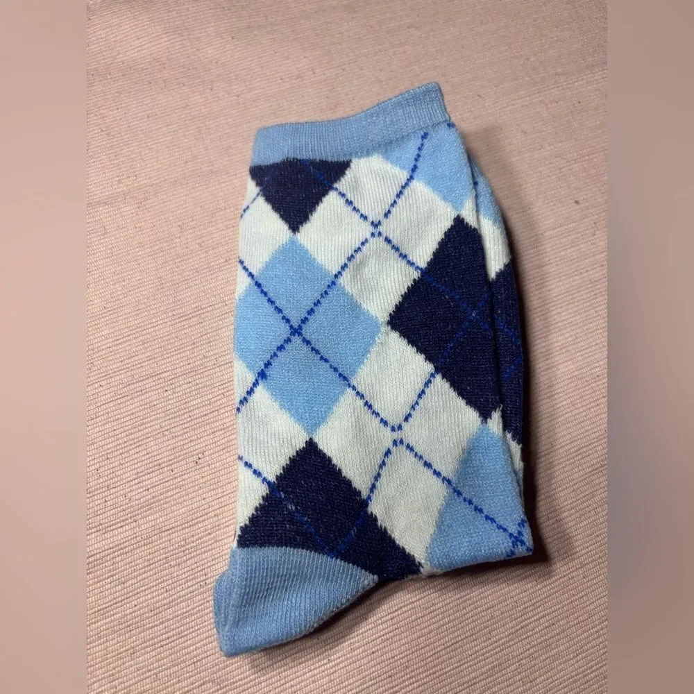 New Blue Argyle Socks Size 5-9